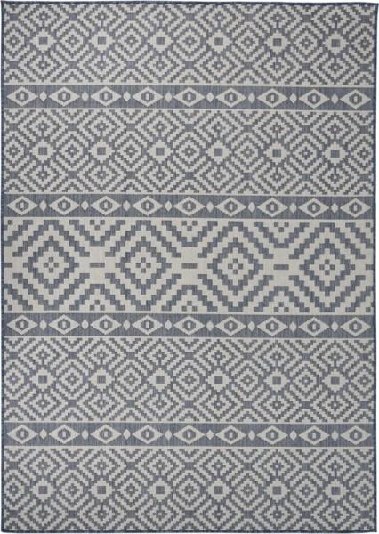 vidaXL Outdoor-Teppich Flachgewebe 140x200 cm Blau Gestreift 340838