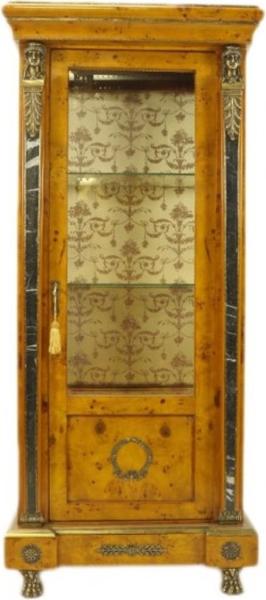 Casa Padrino Empire Vitrine Vogelaugenahorn 180 x 80 cm - Handgefertigt aus Massivholz - Barock Vitrinenschrank