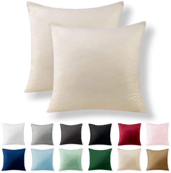 Alreya 2er-Set Renforcé Kissenbezug 60x60 cm - 100% Baumwolle mit Reißverschluss, Superweicher Kopfkissenbezug 60x60, Kissenhülle, Beige, nur Kissenbezug