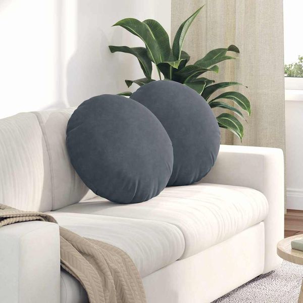 vidaXL Sitzkissen 2 pcs Dunkelgrau Ø50 x 19 cm Samt 42014175