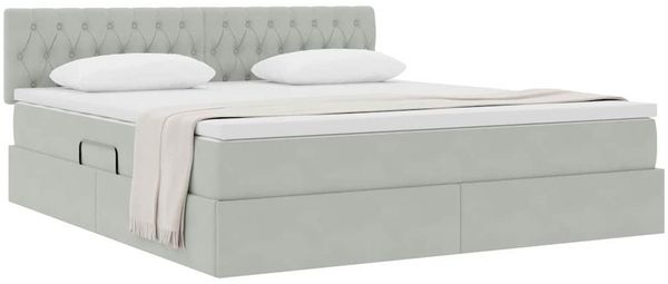 vidaXL Aufbewahrungsbett mit Matratze Hellgrau 160 x 200 cm Samt 3370827 Bild 3