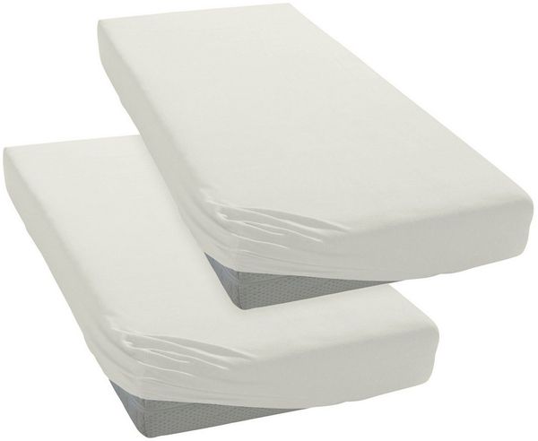 OTTO home Spannbettlaken PHYSALIS Comfort 100% Baumwolle, 150 g/m², Jersey, Gummizug: rundum, (2 Stück), Bettlaken bis 20 cm Matratzenhöhe, weich, bügelfrei, optimaler Sitz