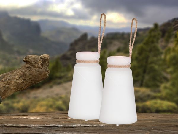 2er SET Outdoor Tischlampen mit Fernbedienung dimmbar & RGB, Höhe 20cm
