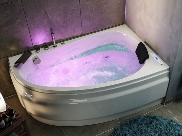 Langeck Whirlpool Stardust 150x95 rechts Made in Germany 22 Düsen mit Armatur : Mit Armaturen