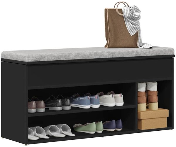 vidaXL Schuhbank Schwarz 102x30,5x45 cm Holzwerkstoff 862704