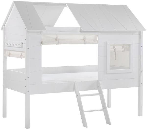 Spielbett >CHARLOTTE< in Weiß aus Massiv Kiefer und MDF - 209x185x137cm (BxHxT)