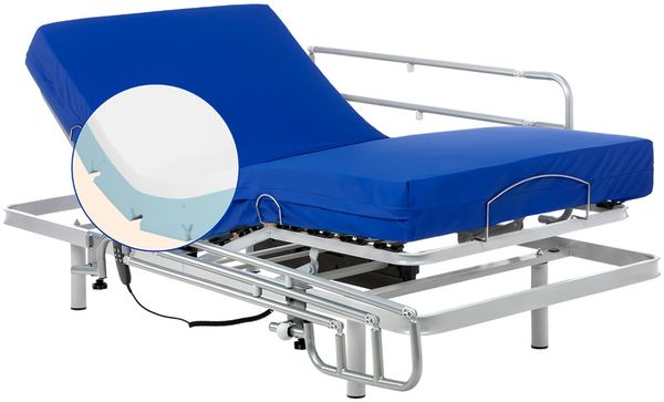 Gerialife® Gelenkbett mit Matratze, viskoelastisch, wasserdicht, 80x190 cm + Geländer