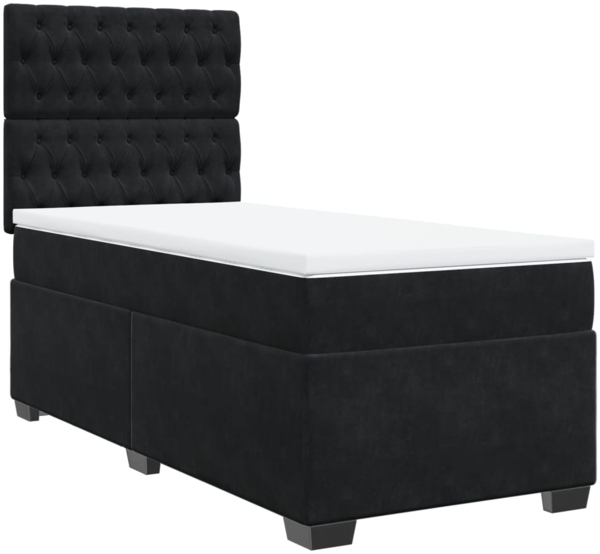 vidaXL Boxspringbett mit Matratze Schwarz 80x200 cm Samt 3290770