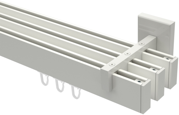 Innenlauf-Gardinenstangen-Set Smartline Paxo 300 cm (geteilt in 3 x 100 cm), 3-läufig, 14x35 mm Weiß