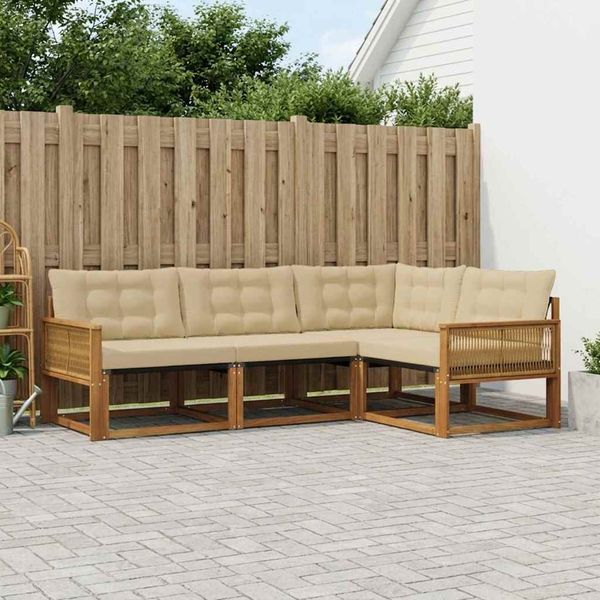vidaXL Outdoor-Sofagarnitur mit Kissen 4 pcs Natur und Beige 3381397