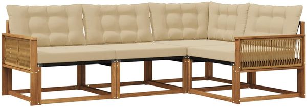 vidaXL Outdoor-Sofagarnitur mit Kissen 4 pcs Natur und Beige 3381397