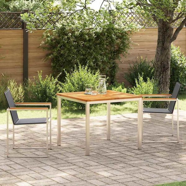 vidaXL Garten Essgruppe 3 pcs Massives Teakholz und Edelstahl 3334829