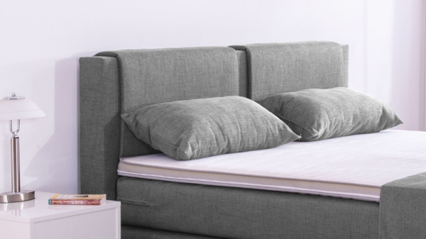 Meisterbetten Boxspringbett Dora 160x200 in W-Silver Grey, Matratzenbezug Nano, Komfortschaum-Topper Bild 4