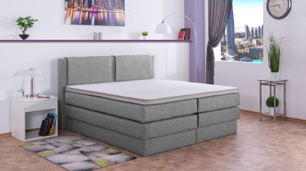 Meisterbetten Boxspringbett Dora 160x200 in W-Silver Grey, Matratzenbezug Nano, Komfortschaum-Topper Bild 3