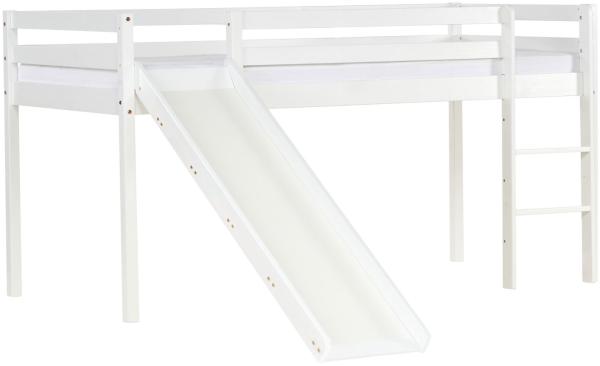 Hochbett mit Lattenrost Spielbett Kinderbett Leiter Rutsche Kiefer 90x200 massiv Jugendbett