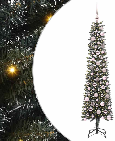 vidaXL Künstlicher Weihnachtsbaum mit 300 LEDs mit Ständer Grün 180 cm 3395942