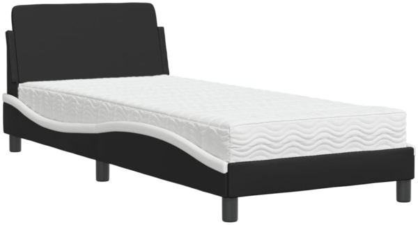 vidaXL Bett mit Matratze "Dover" Schwarz und Weiß 90x190 cm Kunstleder 3208322