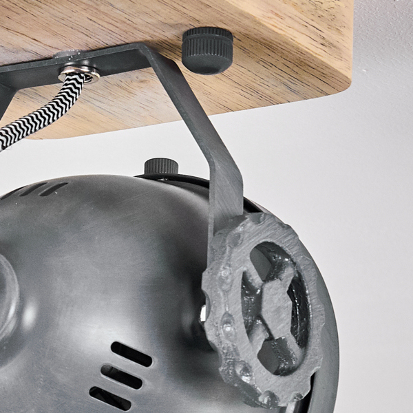 hofstein Deckenleuchte »Biati« verstellbare Deckenlampe, Metall/Holz/Glas, Grau/Braun/Natur, ohne Leuchtmittel, 2xGU10, max. 50 Watt, dreh-/schwenkbarer Spot im Retro Design Bild 3