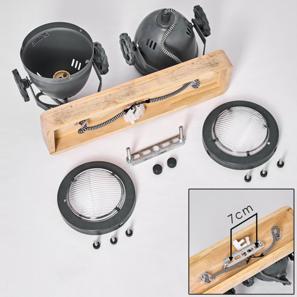 hofstein Deckenleuchte »Biati« verstellbare Deckenlampe, Metall/Holz/Glas, Grau/Braun/Natur, ohne Leuchtmittel, 2xGU10, max. 50 Watt, dreh-/schwenkbarer Spot im Retro Design Bild 5