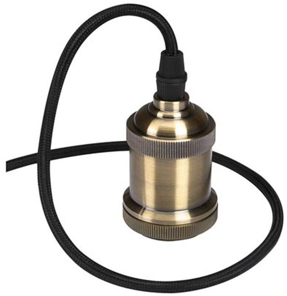 Universal Schnurpendel für Hängelampe E27 Bronze / Kabel Textil Schwarz, Ø 8,5cm Bild 3