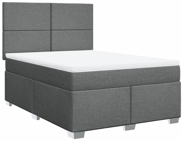 vidaXL Boxspringbett mit Matratze Dunkelgrau 140x190 cm Stoff 3290477