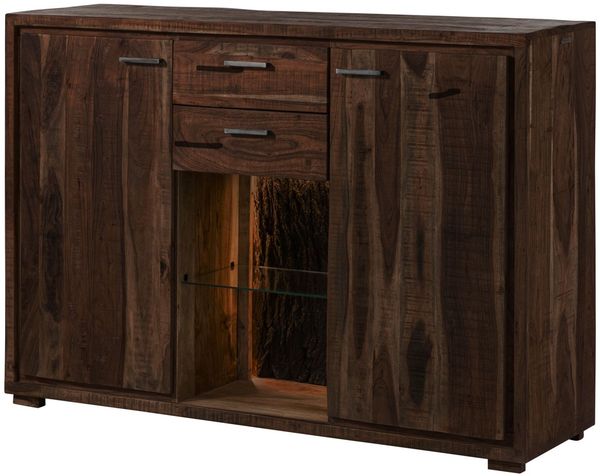 Highboard Akazie 145x40x101 dunkelbraun lackiert BARK #214