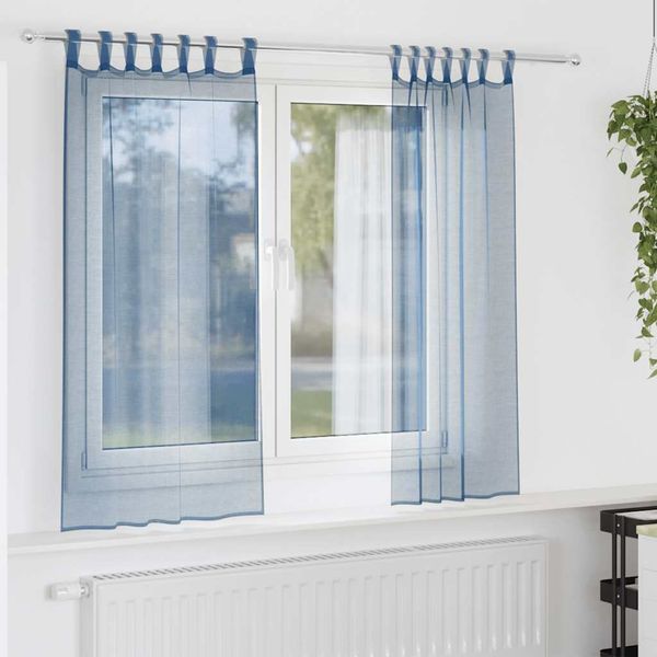 vidaXL Voile Vorhänge mit Schlaufen 2 Stk. Königsblau 140x140 cm 4102301