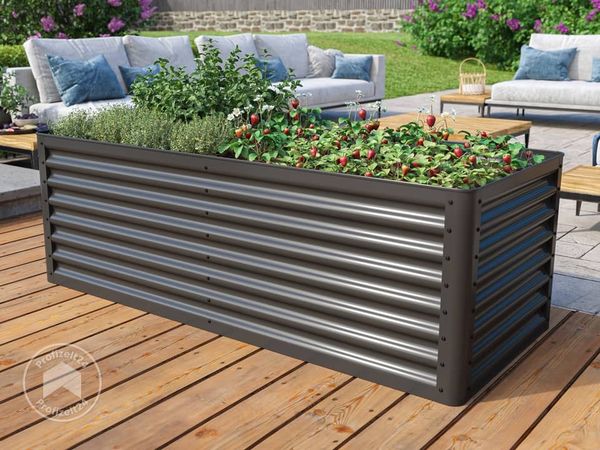 PRIMEYARD Hochbeet LUCA anthrazit Stahlkonstruktion 180x75x60 cm