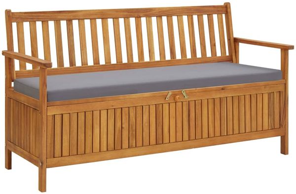 vidaXL Gartenbank mit Stauraum und Auflage 148 cm Massivholz Akazie 310277