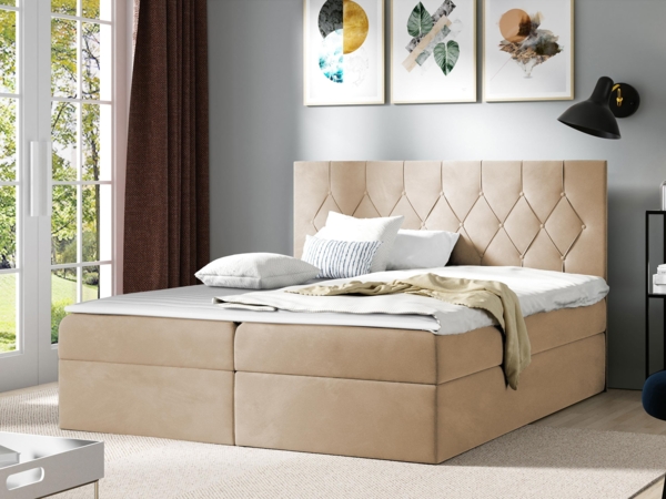 Boxspringbett Simori, Beige, 160x200 cm Bild 2