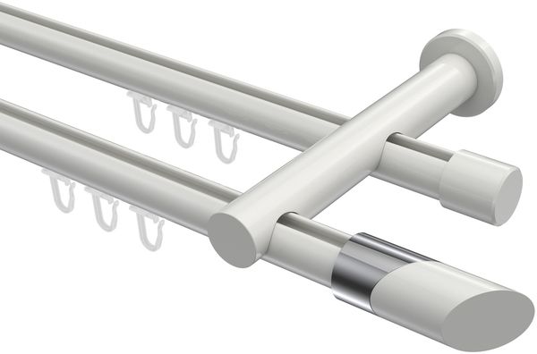 Innenlauf-Gardinenstangen-Set Platon Verano 100 cm, 2-läufig, 20 mm Ø Weiß