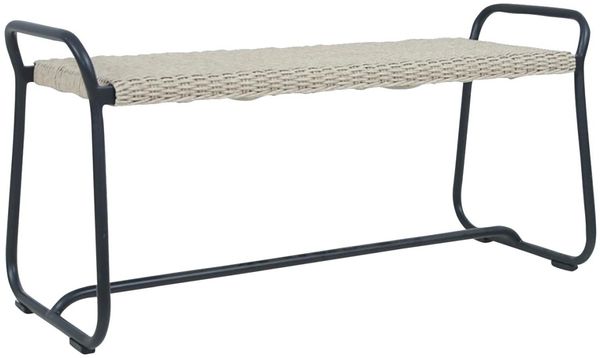 Gartenbank Midway aus Aluminium und Kunst-Rattan, modern, beige, 110 cm, von Brafab