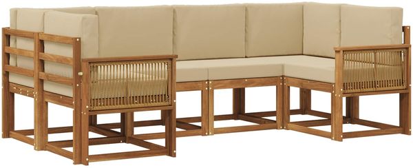 vidaXL Outdoor-Sofagarnitur 6 pcs Natur und Beige Massivholz Akazie 3385499