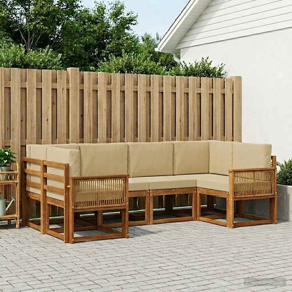 vidaXL Outdoor-Sofagarnitur 6 pcs Natur und Beige Massivholz Akazie 3385499