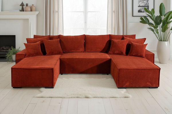 COLLECTION AB Wohnlandschaft Manhattan U-Form, B: 313 cm, in Breit- oder Normalcord, Bettfunktion, Bettkasten & Zierkissen, Federkern
