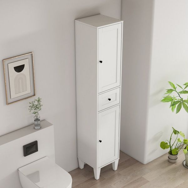welltime Hochschrank AMSTERDAM Badschrank Breite 35cm, 2 Türen und 1 Auszug