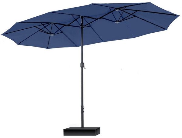 PHI VILLA Sonnenschirm, Poolside Lawn Hinterhof Regenschirm, Rechteckiger Marktschirm mit Ständer, Großer Sonnenschirm für die Terrasse (mit Fuß)