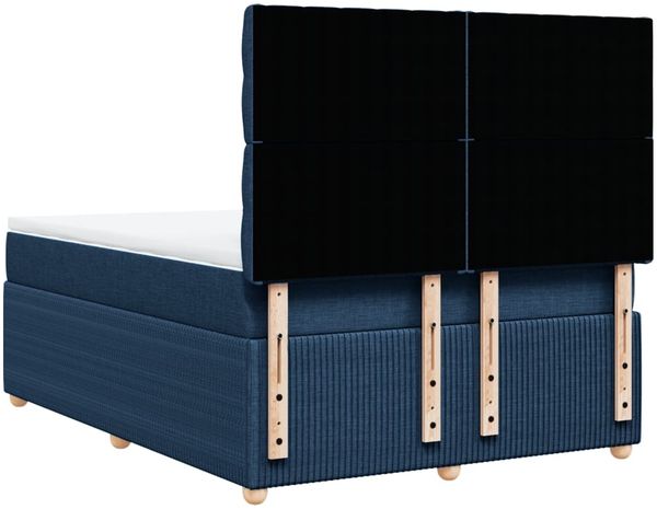 vidaXL Boxspringbett mit Matratze Blau 160x200 cm Stoff 3292120 Bild 6