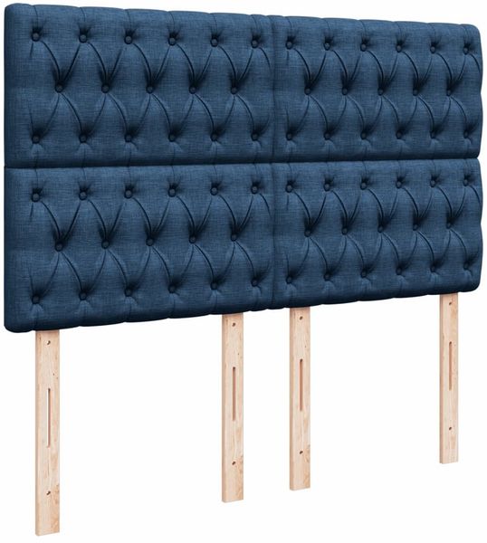 vidaXL Boxspringbett mit Matratze Blau 160x200 cm Stoff 3292120 Bild 7
