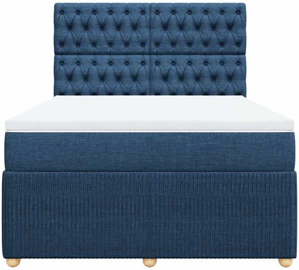 vidaXL Boxspringbett mit Matratze Blau 160x200 cm Stoff 3292120 Bild 4