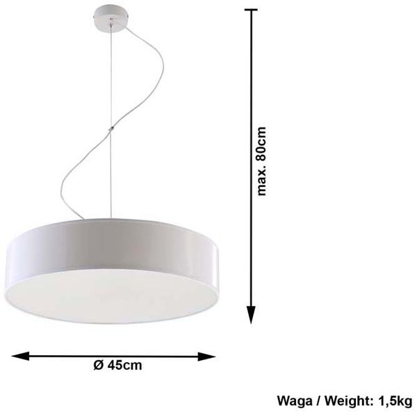 Pendelleuchte, Weiß, PVC, H 80 cm Bild 2