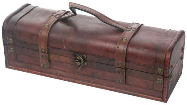 HMF Geschenkbox Deko Geschenk aus Holz für 1 Weinflasche, Querformat, Spanien, Vintage Weinbox, Geschenkkiste für besondere Anlässe