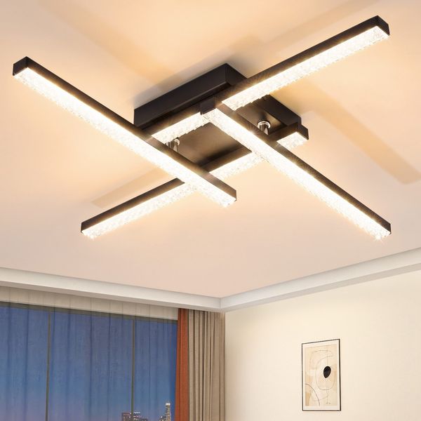 ZMH Modernes Design LED Deckenleuchte 24W Schwarz 3000K Warmweiß