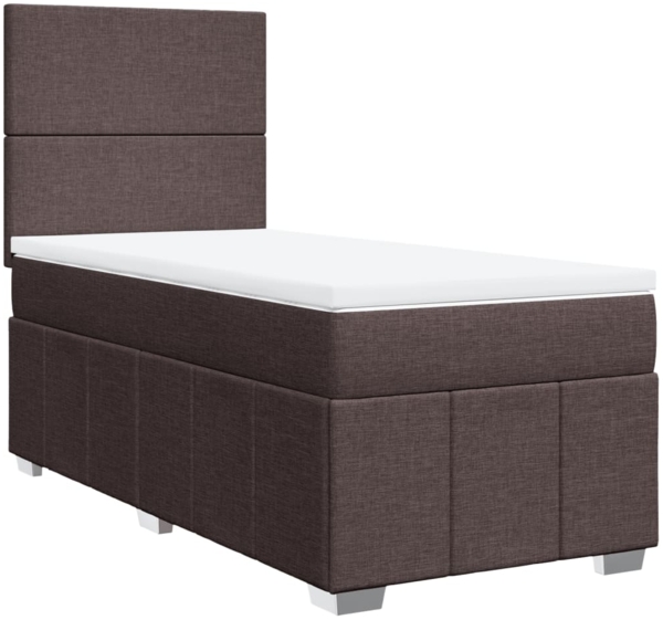 vidaXL Boxspringbett mit Matratze Dunkelbraun 90x190 cm Stoff 3293819 Bild 2