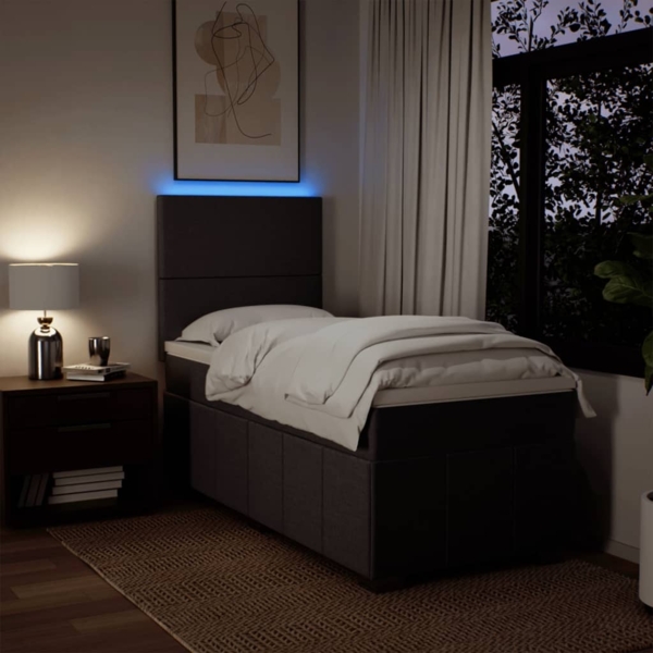 vidaXL Boxspringbett mit Matratze Dunkelbraun 90x190 cm Stoff 3293819 Bild 3