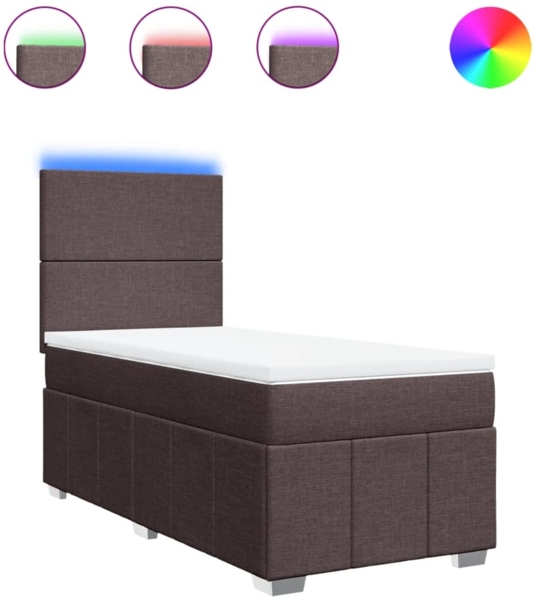 vidaXL Boxspringbett mit Matratze Dunkelbraun 90x190 cm Stoff 3293819 Bild 1