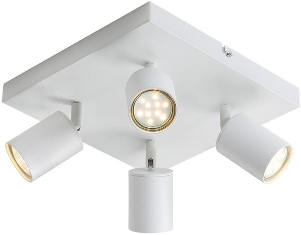 ZMH LED Deckenleuchte Weiß Deckenstrahler: GU10 Deckenlampe Spots 4 Flammig 330°Schwenkbar Deckenspots Industrial Wandstrahler Modern Flurlampe für Wohnzimmer Schlafzimmer Küche Ohne Leuchtmittel