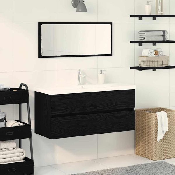 vidaXL Waschbeckenschrank Schwarz Eichen-Optik 90 x 39 x 62 cm 3333141