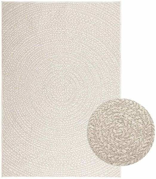vidaXL Teppich ZIZUR Creme 120x170 cm Jute-Optik Indoor und Outdoor 4010377
