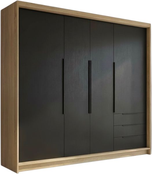 Schwebetürenschrank KLARI 2-türig Schrank 200 cm (mit Spiegel) Farbe: Sonoma, Schwarz, Schwarz Bild 2